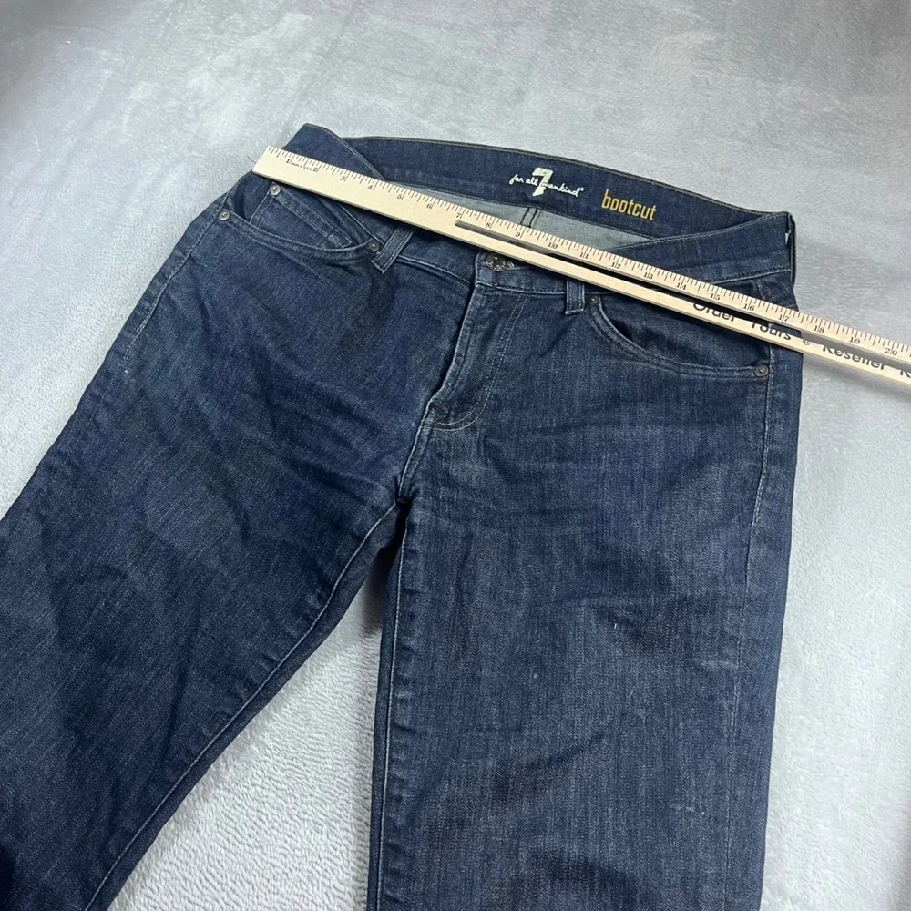 7 For All Mankind Mens Bootcut Jeans Dark Wash Blue Denim Size 33 Stretch